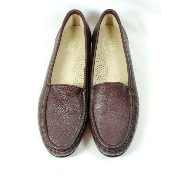SAS Simplify Slip On Loafers Women's Size 8 Narrow Brown Leather Shoes - Picture 4 of 8
